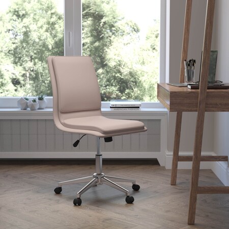 Flash Furniture Taupe Mid-Back Armless LeatherSoft Office Chair GO-21111-TAUPE-GG